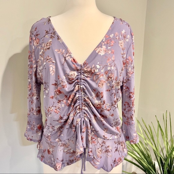 Crave Fame by Almost Famous Floral Ruched Top - Picture 1 of 8